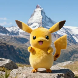 jigglypuff in front of the matterhorn. professional portrait photo, sharp focus, 8 k.