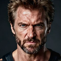 Clint Eastwood as Wolverine, X-men angry face, hyper realistic, portrait, high detail skin