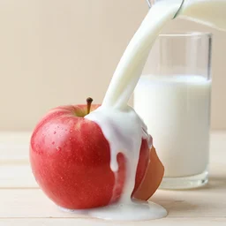 Apple eating milk