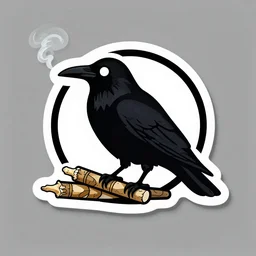 logo of a raven no eyes smoking weed