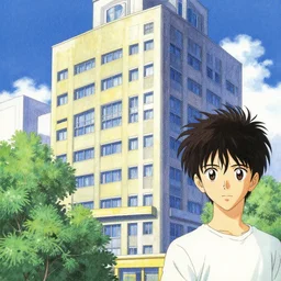 painting of architecture in the style of yuichi yokoyama and sasaki maki manga