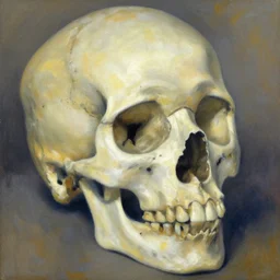 abstract skull in style of pierre - auguste renoir,, fine details,