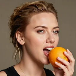 scarlett johansson made out of a orange, realistic, portrait, detailed