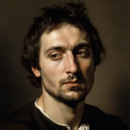 portrait of a man with nasal fracture, by Caravaggio