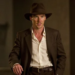 portait of benedict cumberbatch as indiana jones in top gun, wide shot