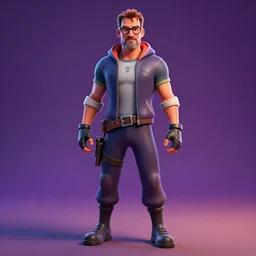 3 d render of walter white as a fortnite skin. centered, dramatic posing. simple vibrant gradient background, studio 3 d render, cartoon 3 d, hyper detailed, 4 k, high quality, smooth, sharp focus