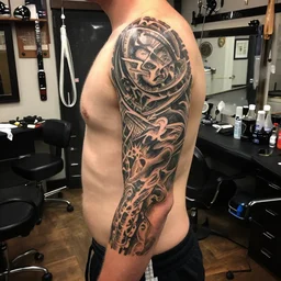 tribal arm tatoo studio photography