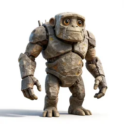 weathered golem made of stone, stylized pixar-style 3d render, full body, standing, isolated on a pure white background, centered, whole figure in frame, sharp focus, studio lighting
