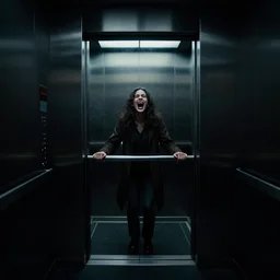 a nightmare isolated in an elevator, alone, surrounded by darkness and screaming for help