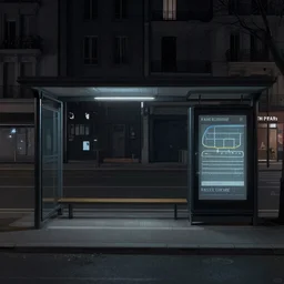 dark city bus stop, by Pascal Campion,very detailed,ArtStation