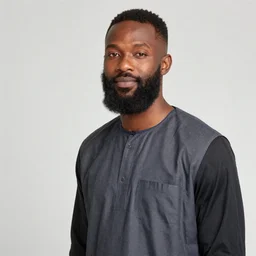 strikingly handsome ghanian 🧔🏿 with a beard full beard, wearing a dark gray do rag and a black winter puffer coat, white background, intricate portrait illustration by krenz cushart, alphonse mucha, artgerm, trending on artstation, 8 k, hd,