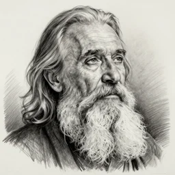 a stunning ultra realistic pencil drawing of  content old man with a long colourful beard, peaceful and graceful, by dirk  dzimirsky and tom bagshaw, studio portrait, pencil and charcoal, melancholic, catchlight in the eyes, 4K