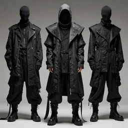 avant garde techwear look and clothes, we can see them from feet to head, highly detailed and intricate, luxury, cinematic, rick owens, yohji yamamoto, y 3, outfit photo, hot on r / streetwear, trending on artstation,