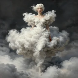 fashion model in the clouds, made out of clouds, dramatic, intricate, elegant, highly detailed, digital painting, artstation, concept art, smooth, sharp focus, illustration, art by gustave dore, octane render, in the style of peter mohrbacher