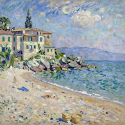 beautiful Italian beach scene painted by Monet and Van Gogh