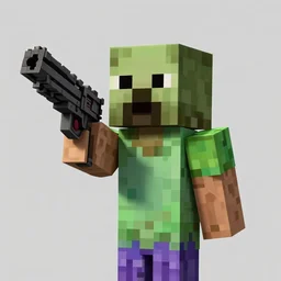 a minecraft creeper holding a gun to your face
