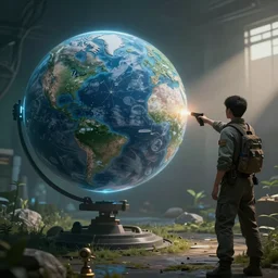 the artificial intelligence is shooting a photo of the last human on earth