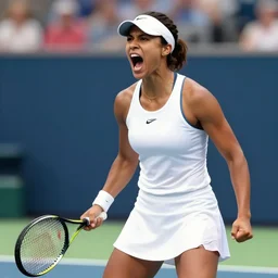 womens tennis match, ray lewis, ray lewis yelling, trending on artstation