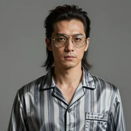an anthropomorphic beautiful male tycoon portrait wearing striped pajamas, aviator glasses, mullet, fine art, award winning, intricate, elegant, sharp focus, octane render, hyperrealistic, cinematic lighting, highly detailed, digital painting, 8 k concept art, art by jamie hewlett and z. w. gu, masterpiece, trending on artstation, 8 k
