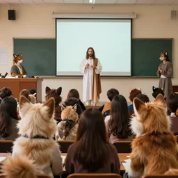 jesus christ lecturing furries, high detail