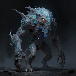 a digital painting of a strange looking creature, concept art by chris cold, cgsociety, space art, cryengine, circuitry, concept art