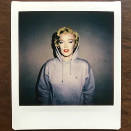 hoodie in 80s, Polaroid photo, by Warhol