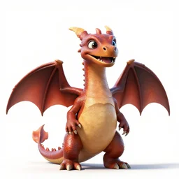 towering baby dragon hatching, stylized pixar-style 3d render, full body, standing, isolated on a pure white background, centered, whole figure in frame, sharp focus, studio lighting