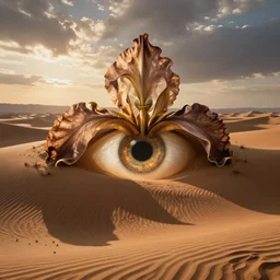 landscape photo of a desert shaped like an iris and pupil