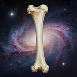 ultra realistic portrait of human femur!!, galaxy in background!, femur, bone, intricate, elegant, highly detailed, digital painting, artstation, concept art, smooth, sharp focus, illustration, art by cgsociety, 8 k