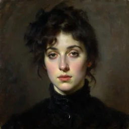 Close-up portrait of a femme fatale, by John Singer Sargent, Albert Bierstadt, Ernst Haeckel, James Jean, emotional, cinematic atmospheric, moody atmosphere, oil on canvas, artstation