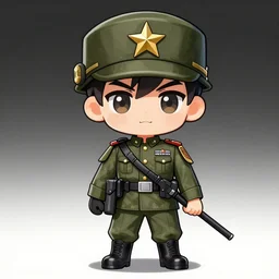 highly detailed chibi anime soldier, pixiv