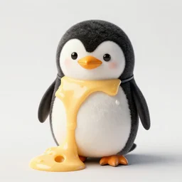 a penguin made of melting cheese