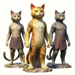 A beautiful illustration of anthropomorphic Feline warriors statues by Robert McCall and Ralph McQuarrie | sparth:.2 | Time white:.2 | Graphic Novel, Visual Novel, Colored Pencil, Comic Book:.3 | unreal engine:.5 | establishing shot