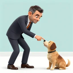 mr bean poking a dog