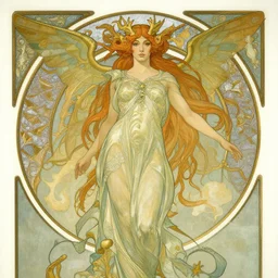 Dragon goddess takes flight, a beautiful art nouveau portrait by Gil elvgren and Gerald brom, centered composition, defined features, golden ratio
