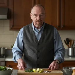 Walter white working in a kitchen