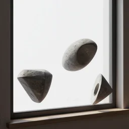 3 d shapes hitting a window, octane render, unreal engine, hyper detailed