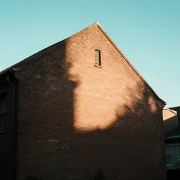 godrays casted on the brickhouse, film photo, soft lighting album cover, nostalgia, turquoise gradient