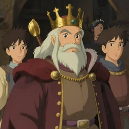 portrait of a medieval old king, art by studio ghibli!! and fujita goro and tom whalen and juan pablo machado, artstation, 8 k