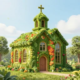 a sistine chapel building made of vegetables, 8 k, artstation, highdetailed