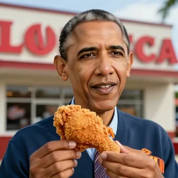 obama as waspy caucasian head of a southern fried chicken franchise, colonel of fried chicken, southern planation owner