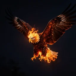 flaming eagle in the darkness