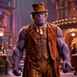film still of thanos as willy wonka in willy wonka and the chocolate factory