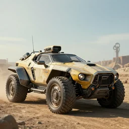 fallout retro futuristic vehicle, 8 k photorealistic, hd, high details, trending on artstation