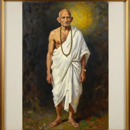 full body portrait of conor mcgregor as mahatma gandhi, oil on canvas by william sidney mount, hindu art, great soul, irish folk, trending on artstation