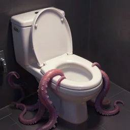toilet  bowl with tentacles,  digital artstation painting 8k intricate dramatic light