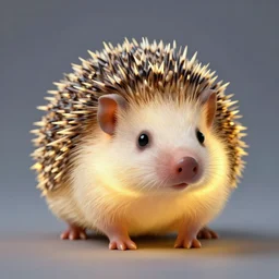 glowing hedgehog. studio photography, depth of field.