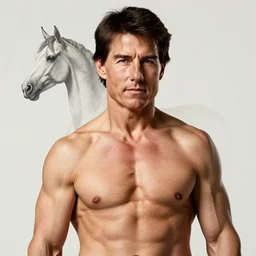 a centaur, chimera, tom cruise torso, tom cruise, tom cruise, tom cruise, majestic matte painting, by Beeple, Gustave Dore, Artstation, CGsociety, Tom Cruise