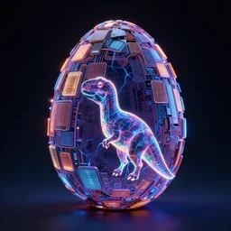 portrait of a plasma energy tron dinosaur egg in the shape of a random geometric shape, made up of glowing electric plates and patterns. cinestill
