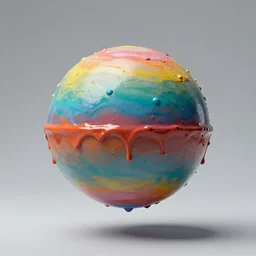 a hovering sphere with layers of wet paint dripping off the sides